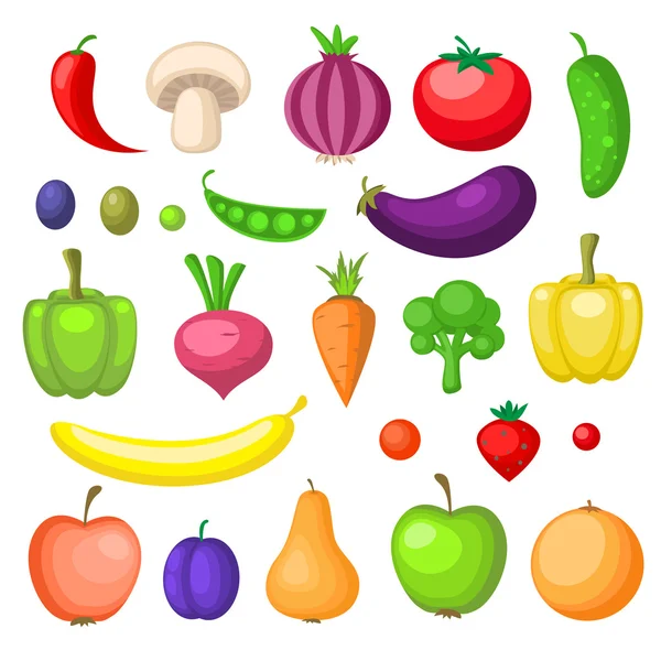 Owoce i warzywa ikony — Wektor stockowy