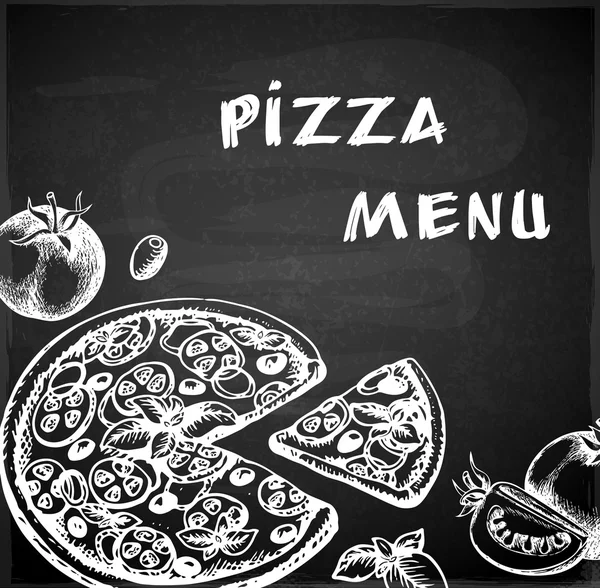 Vintage hand drawn pizza menu — Stock Vector