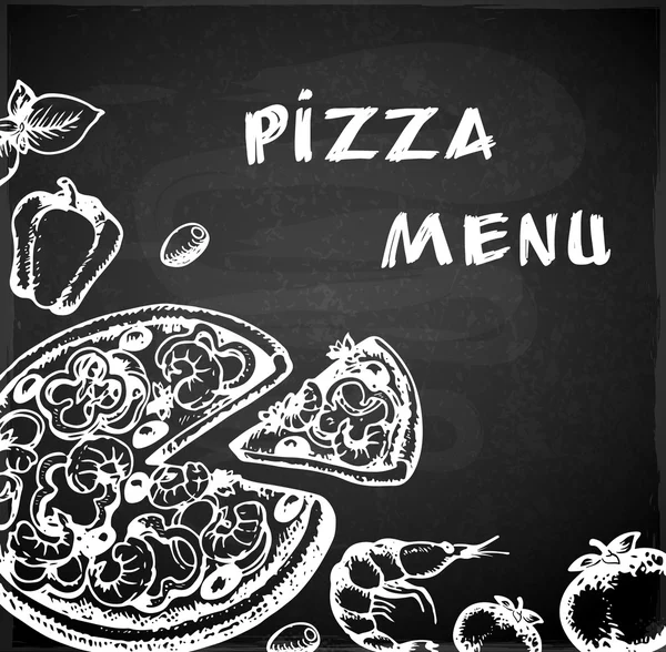 Pizza menu on a chalkboard — Stock Vector