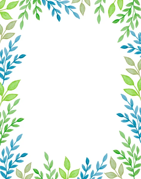 Watercolor background with green branches — Stock Photo, Image