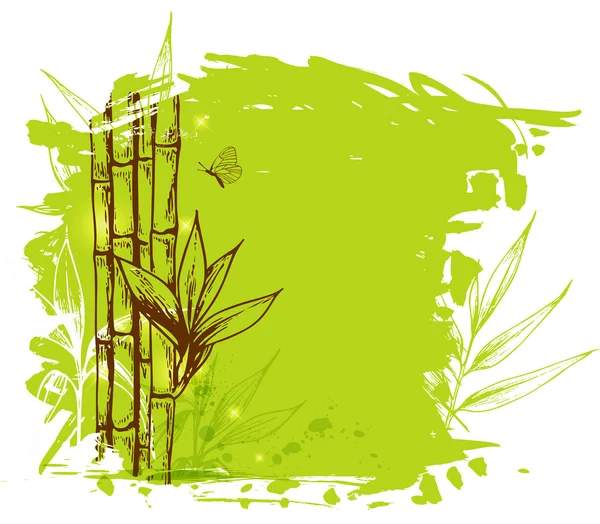 Green background with bamboo — Stock Vector