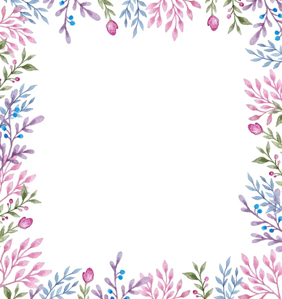 Floral frame with flowers and leaves — Stock Photo, Image