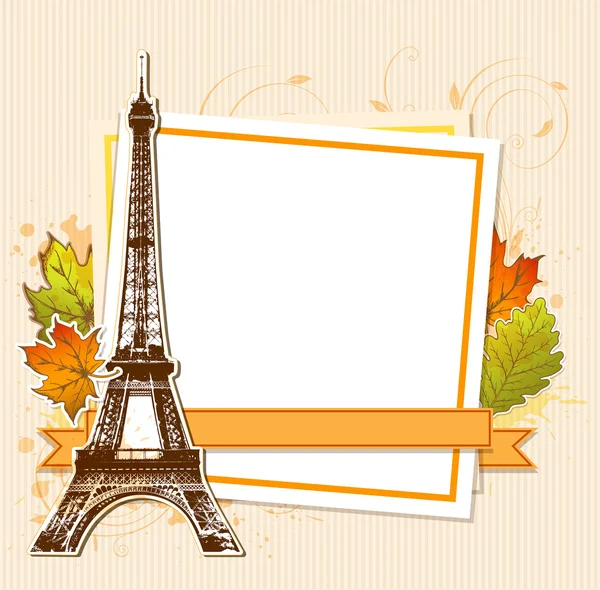 Autumn leaves and Eiffel Tower — Stock Vector