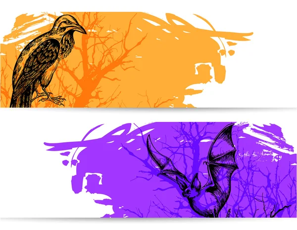 Horizontale banners voor Halloween — Stockvector