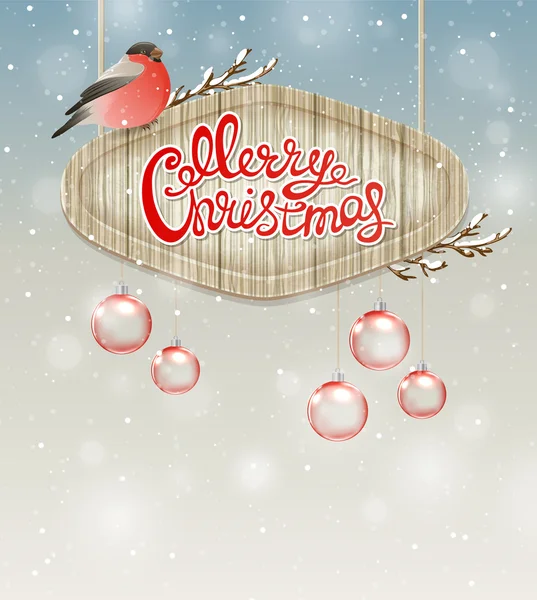圣诞节背景与红腹灰雀 — 图库矢量图片