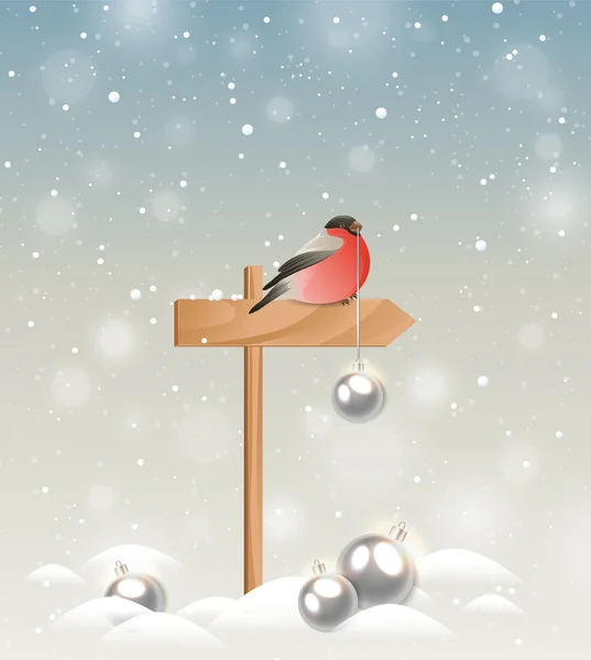 Bullfinch and Christmas decorations — Stock Vector