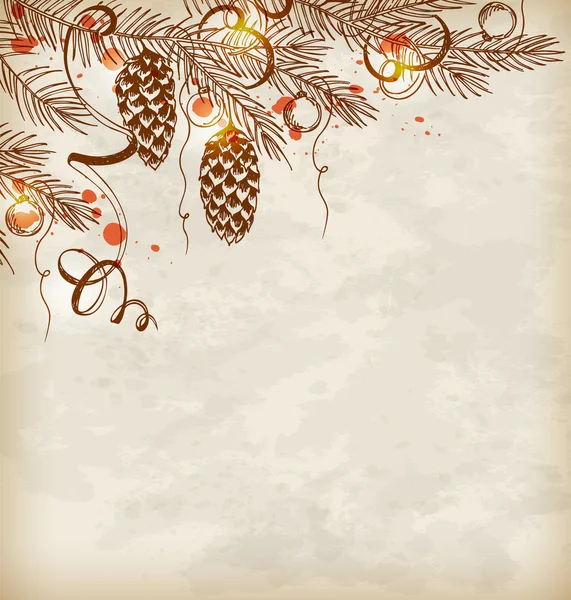 Vintage hand drawn Christmas background — Stock Vector