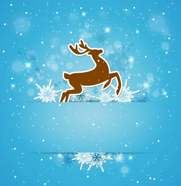 Background with deer and snowflakes — Stock Vector