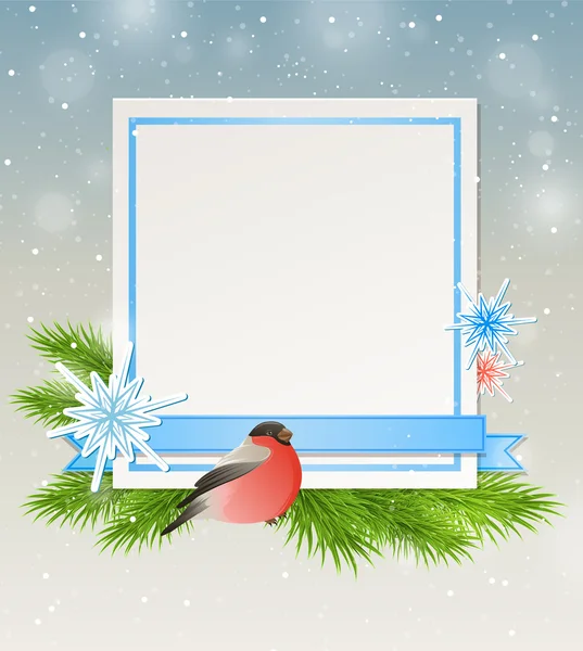 Bullfinch et feuille blanche de papier — Image vectorielle