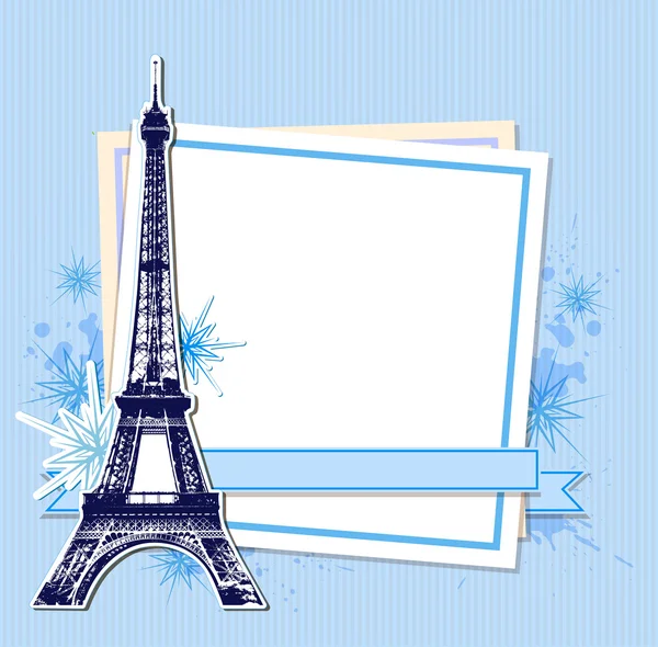 Blauwe Kerstmis achtergrond met Eiffel Tower — Stockvector