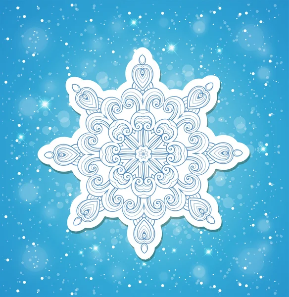 Голубой рождественский фон со снежинкой — стоковый вектор