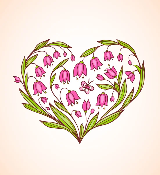 Květinové srdce růžové — Stockový vektor