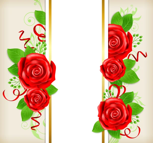 Carte avec roses rouges — Image vectorielle