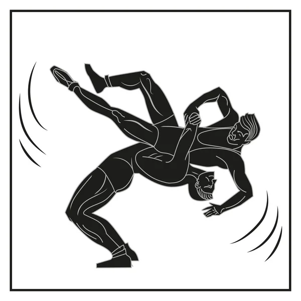 Black blacksmith with hammer beating on the anvil. Vector illustration on the yellow background.