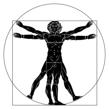 Vitruvian man silhouette stylization. Vector illustration isolated.