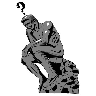 Stylized thinker statue.Vector illustration isolated.