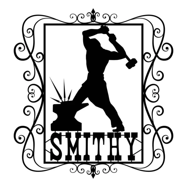 Blacksmith logo symbol silhouette. Vector illustration isolated.