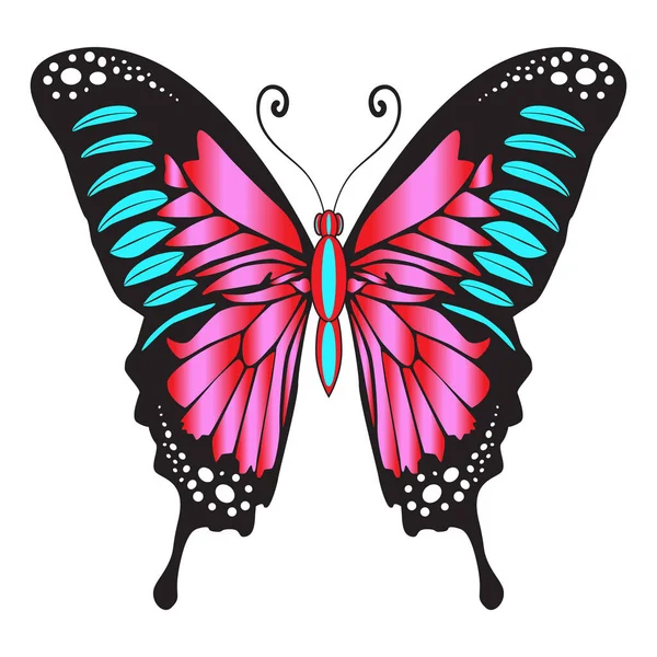 Beau Papillon Rouge Vif Illustration Vectorielle Isolée — Image vectorielle
