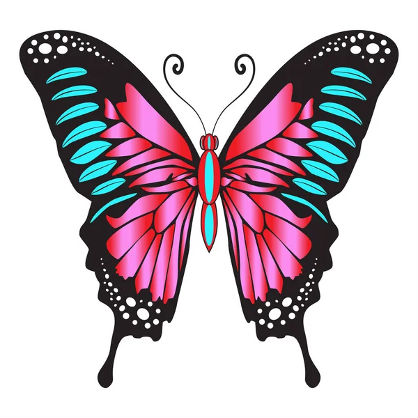 Beautiful bright red  butterfly. Vector illustration isolated.