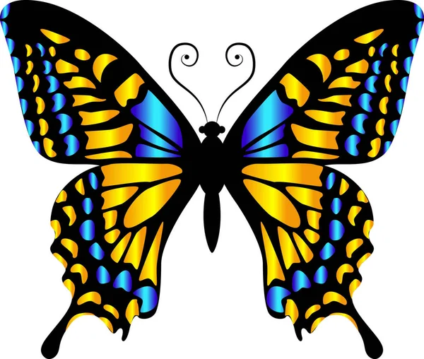 Beautiful Bright Yellow Butterfly Vector Illustration Isolated — Vector de stock