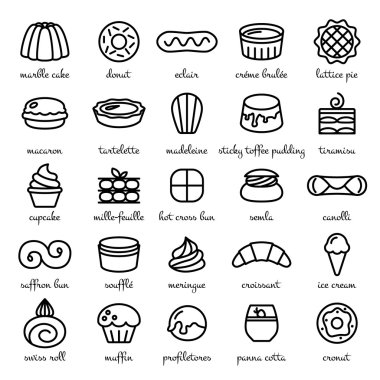 satır Icon set dünya en iyi tatlılar ve tatlılar