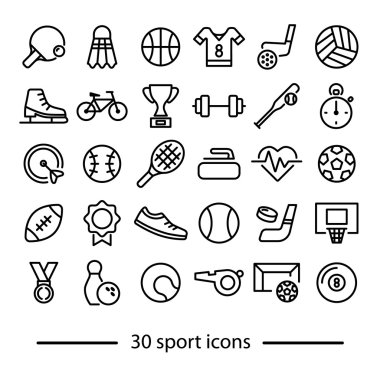 Spor çizgi simgeler koleksiyonu