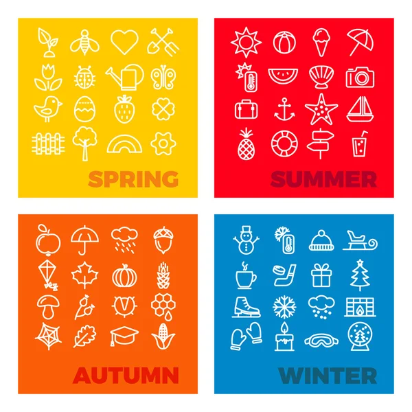 Seizoen iconen - lente, zomer, herfst, winter — Stockvector