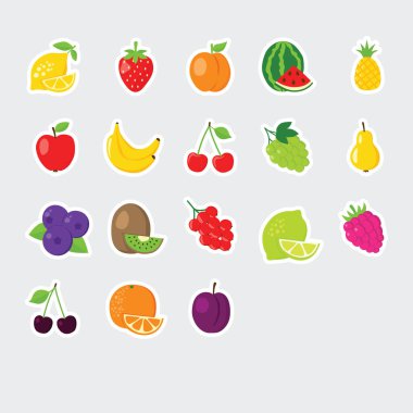 Colofrul meyve simgeleri seti