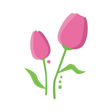Yapraklı pembe lale vektörü