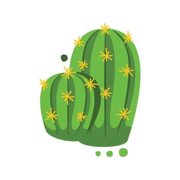 Green cactus with yellow thorns — Stock Vector