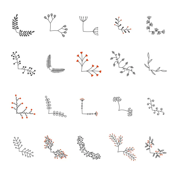 Ensemble de coins vectoriels de cadre de fleur — Image vectorielle