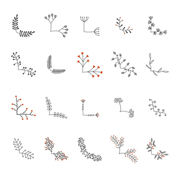 벡터 꽃 틀 귀퉁이 조각들의 집합 — 스톡 벡터