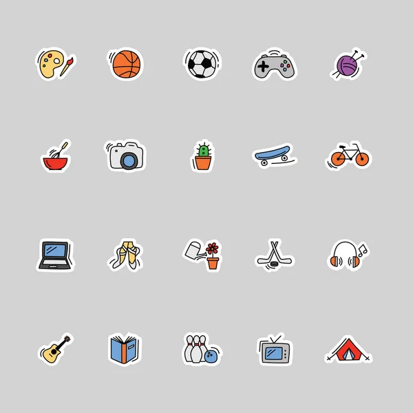 Collection of kids hobbies icons — Stock Vector