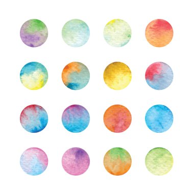 vektör renkli suluboya daireler kümesi