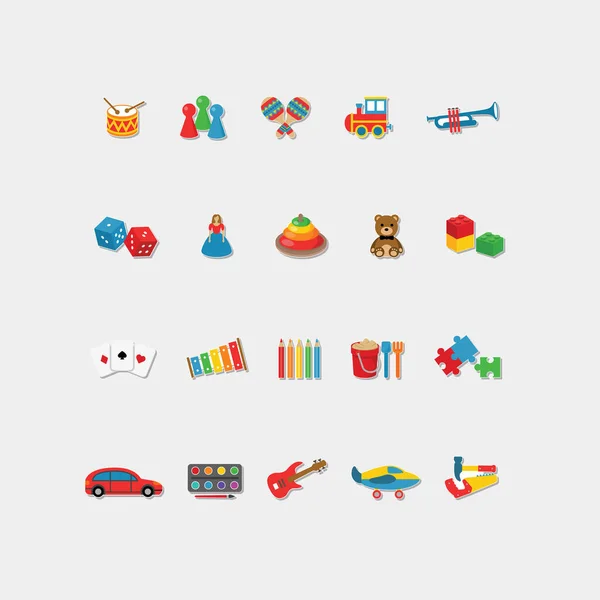 Set of color toys icons — Stock Vector