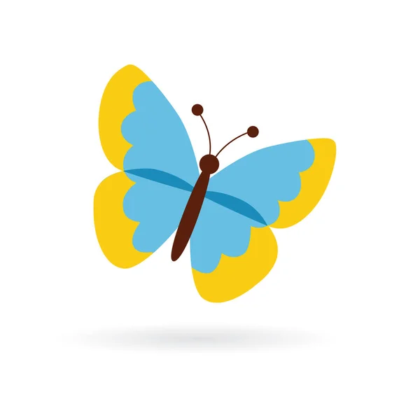 Papillon vecteur bleu et jaune — Image vectorielle