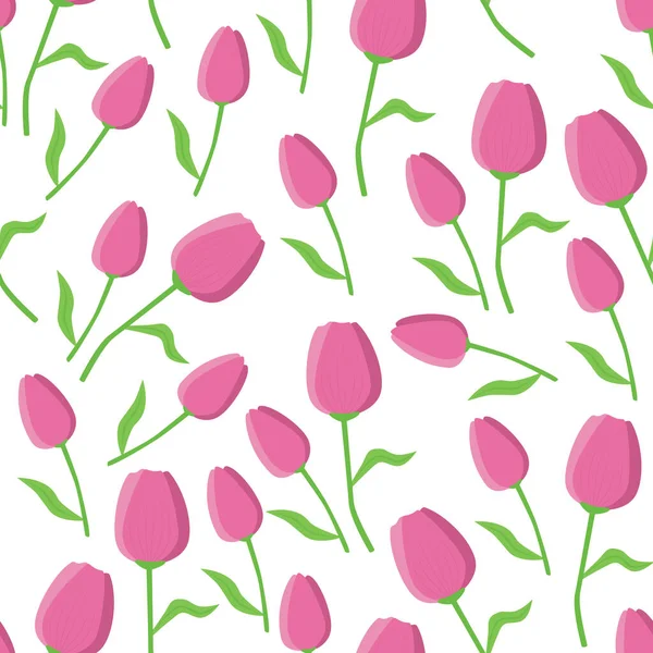 Motif tulipe sans couture avec fond blanc — Image vectorielle