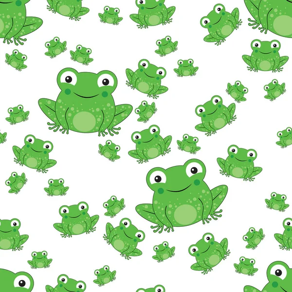 白色背景的青蛙无缝图案 — 图库矢量图片