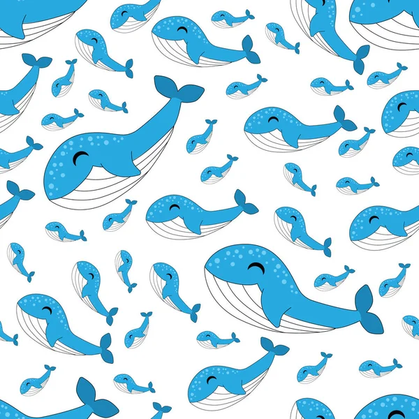 Whale seamless pattern with white background — Stock Vector