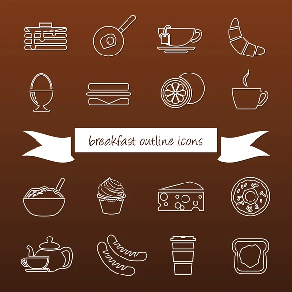 Breakfast outline icons — Stock Vector