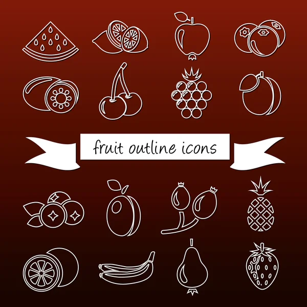 Fruit outline icons — Stock Vector