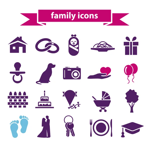 Iconos familiares — Vector de stock