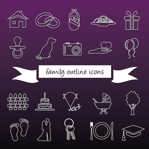 Family outline icons — Stock Vector