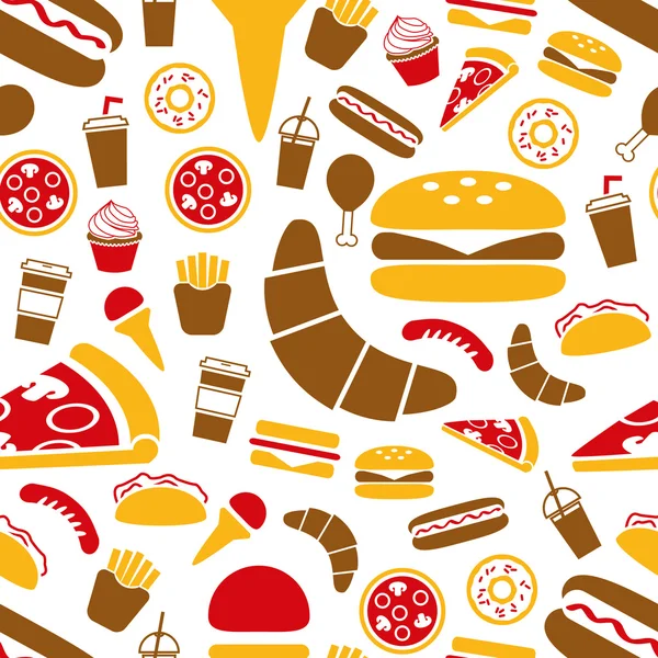 快餐食品无缝模式 — 图库矢量图片