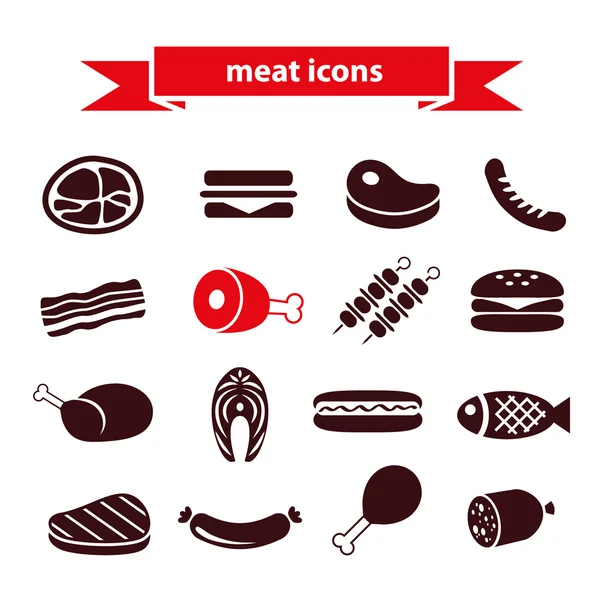 Ícones de carne — Vetor de Stock