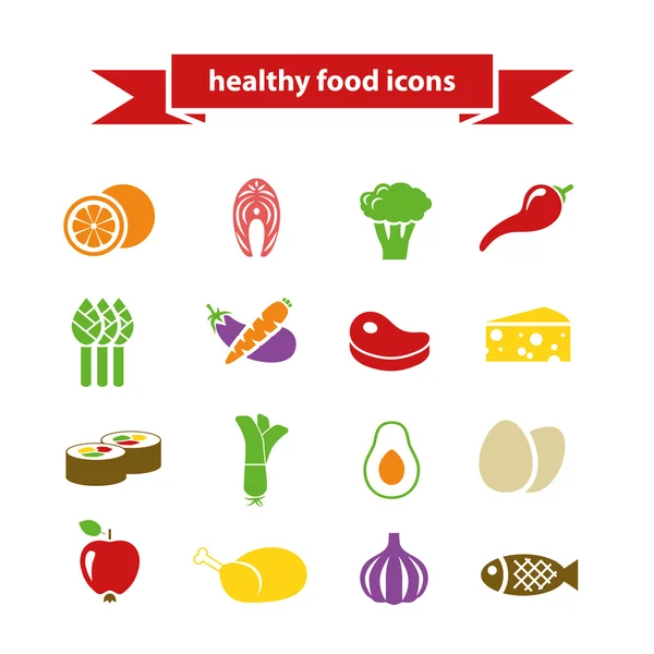 Icone alimentari sane — Vettoriale Stock