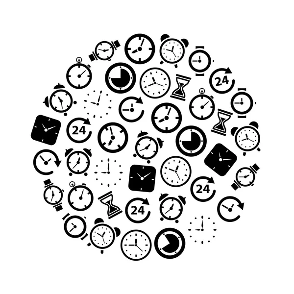 Iconos de tiempo en círculo — Archivo Imágenes Vectoriales