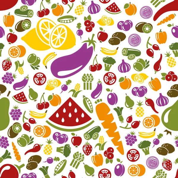 Fruits and vegetable seamless pattern — Stock Vector