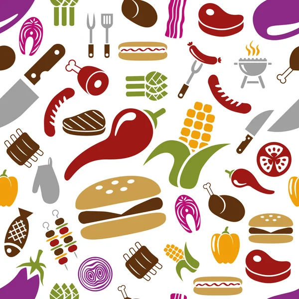 Barbecue naadloze patroon — Stockvector