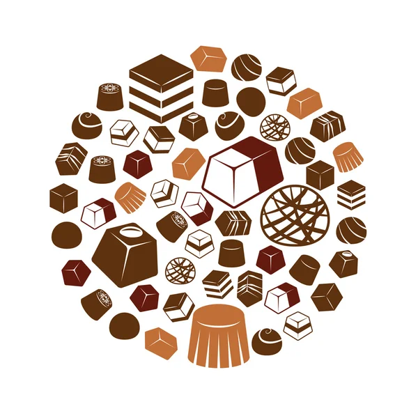 Iconos de chocolate en círculo — Vector de stock
